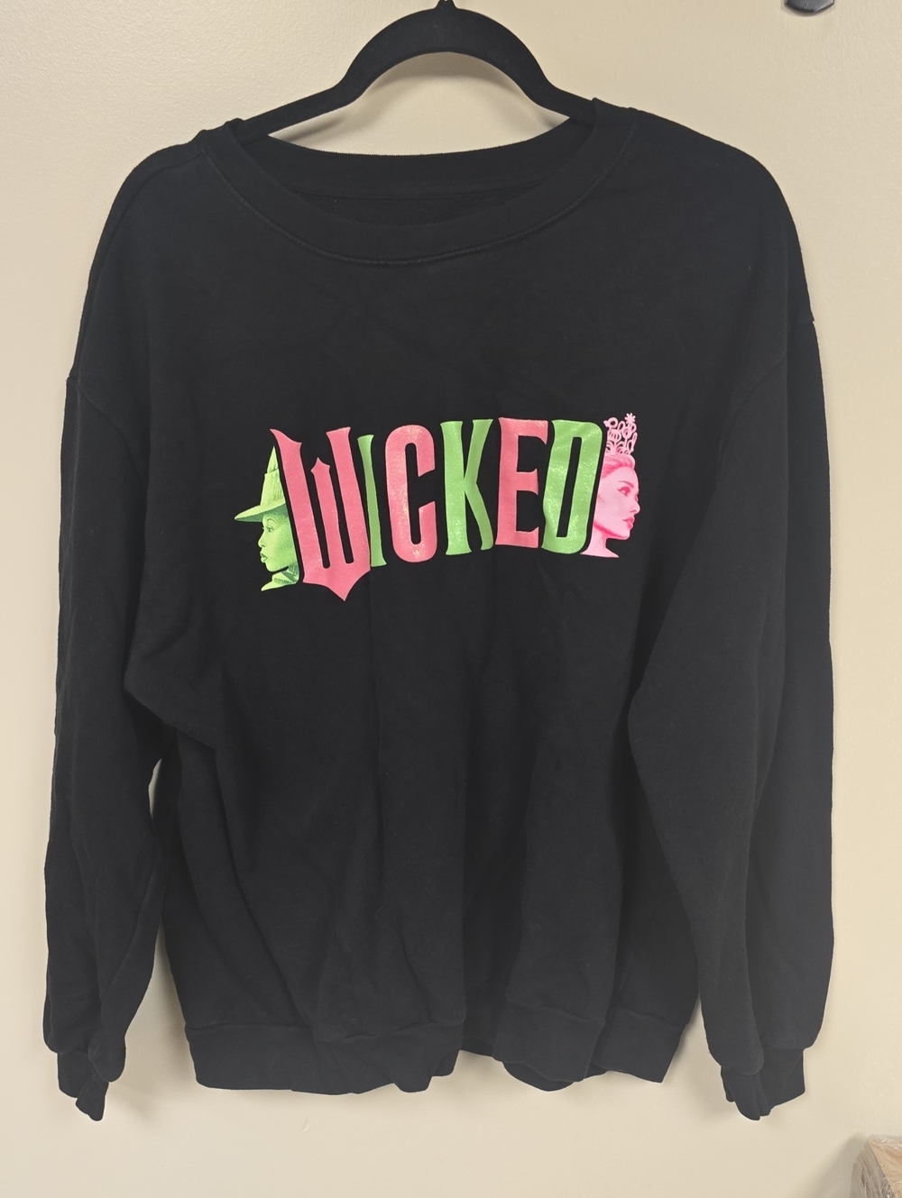 Universal Black Sweatshirt with Pink & Green WICKED Graphic